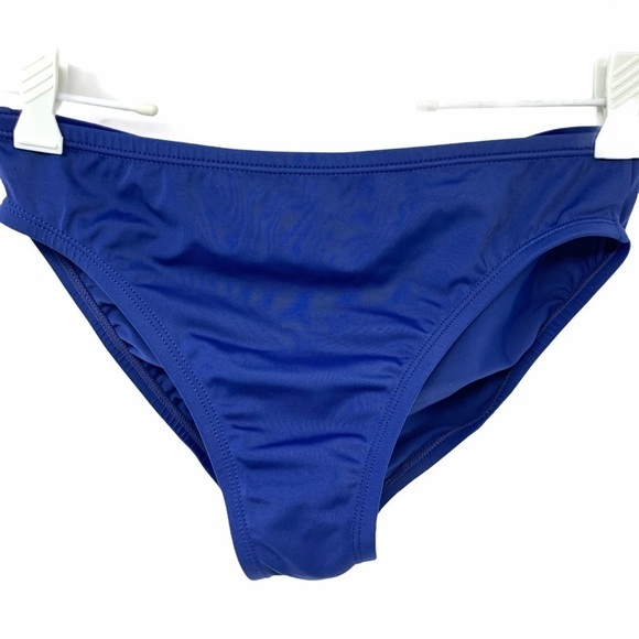 Nike Swim Cobalt Blue Mid Rise Hipster Sport Bikini Bottoms Swish Logo Size 8 - Picture 2 of 11